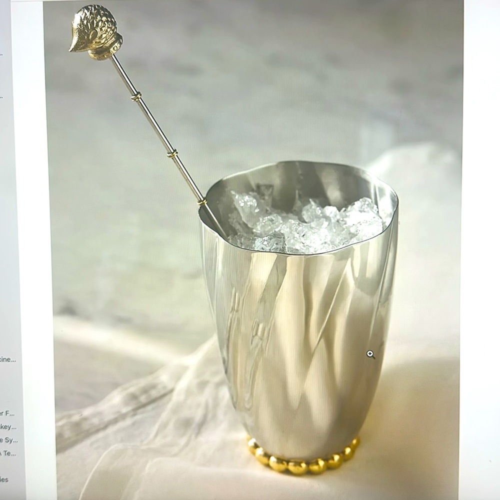 Anthropologie Louisville Scalloped Stainless Steel Julep Cup + Hedgehog Spoon